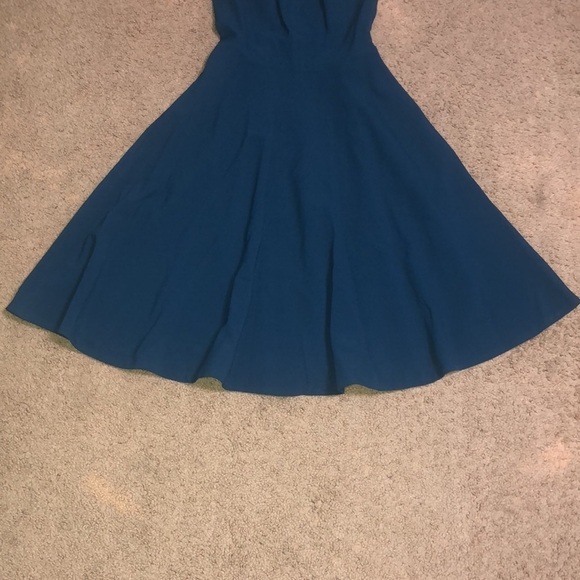 Dress The Population Catalina Fit & Flare Skater V-Neck Dress Peacock Blue Small - Picture 5 of 11